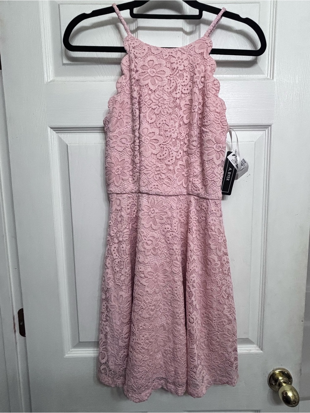 NWT A. Byer Dusty Rose Floral Lace Dress Size S